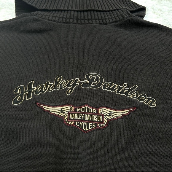 Harley Davidson Vintage Style  Zip Up Sweater Embroidered Logo Patch, Size 1X - Picture 7 of 12